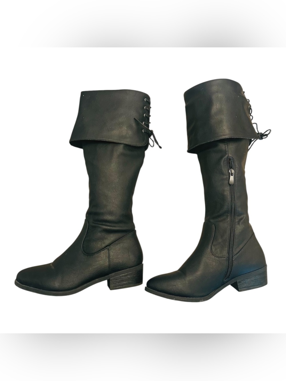 Dream Pairs Black Over-the-Knee Riding Boots - Womens 8 Regular Calf - Picture 11 of 13